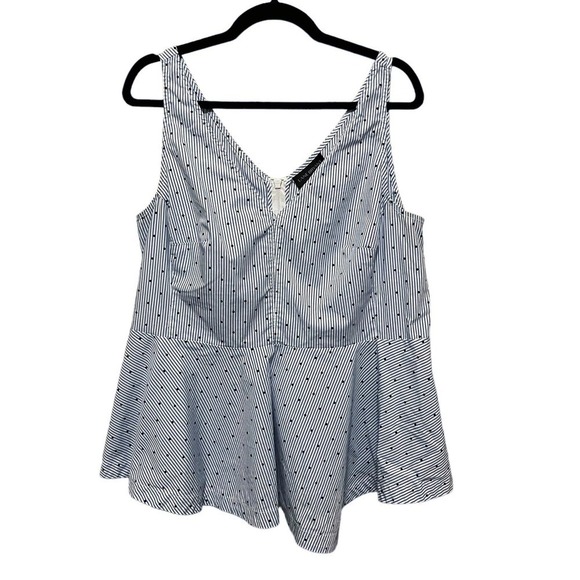 Lane Bryant Top Blue Dot V-Front & Back Sleeveless Back Zip Peplum Size 16 - Picture 6 of 6